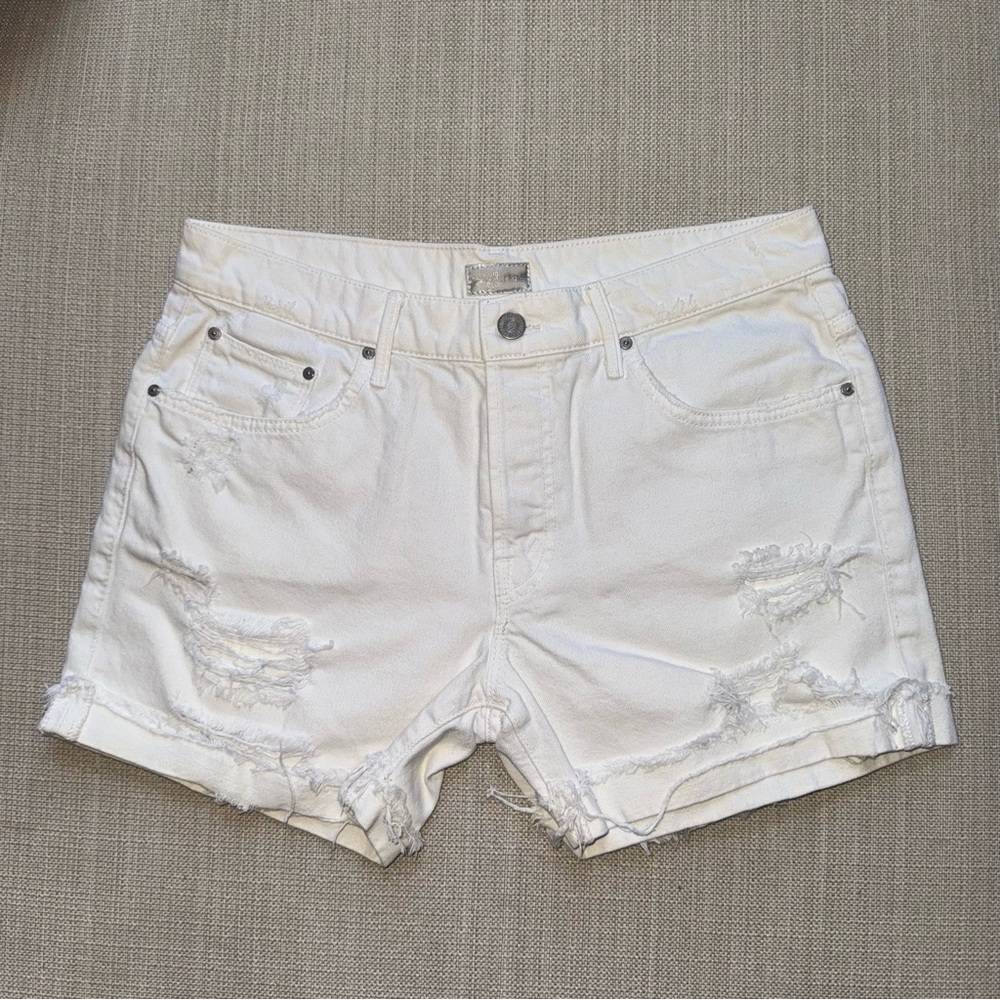 MOTHER White Distressed Jean Shorts - Picture 3 of 10